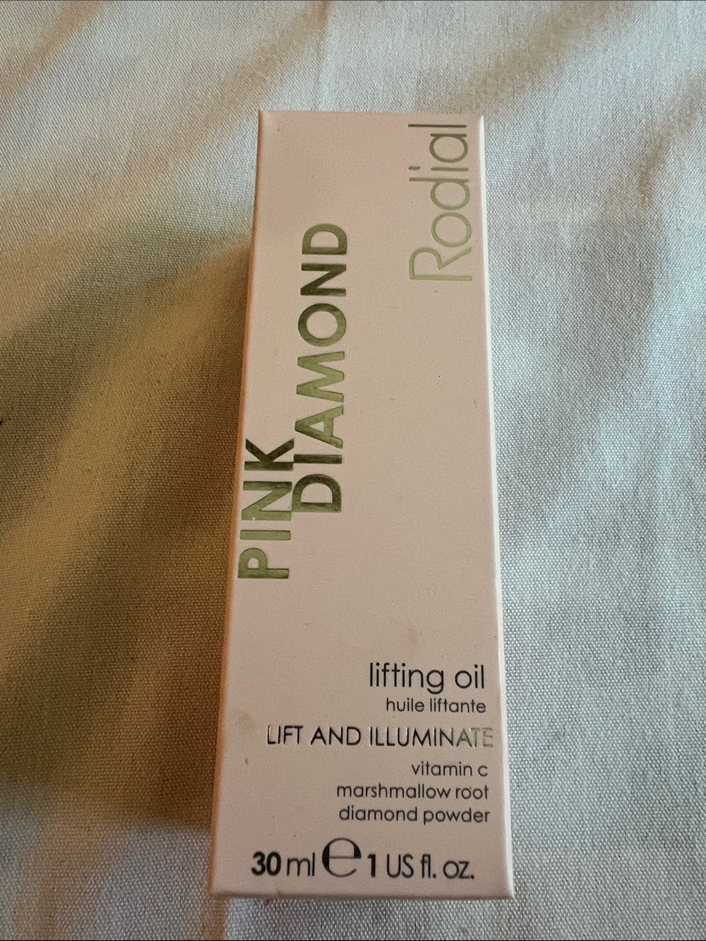 Rodial Pink Diamond Lifting Oil - Pale Pink & Gold Text